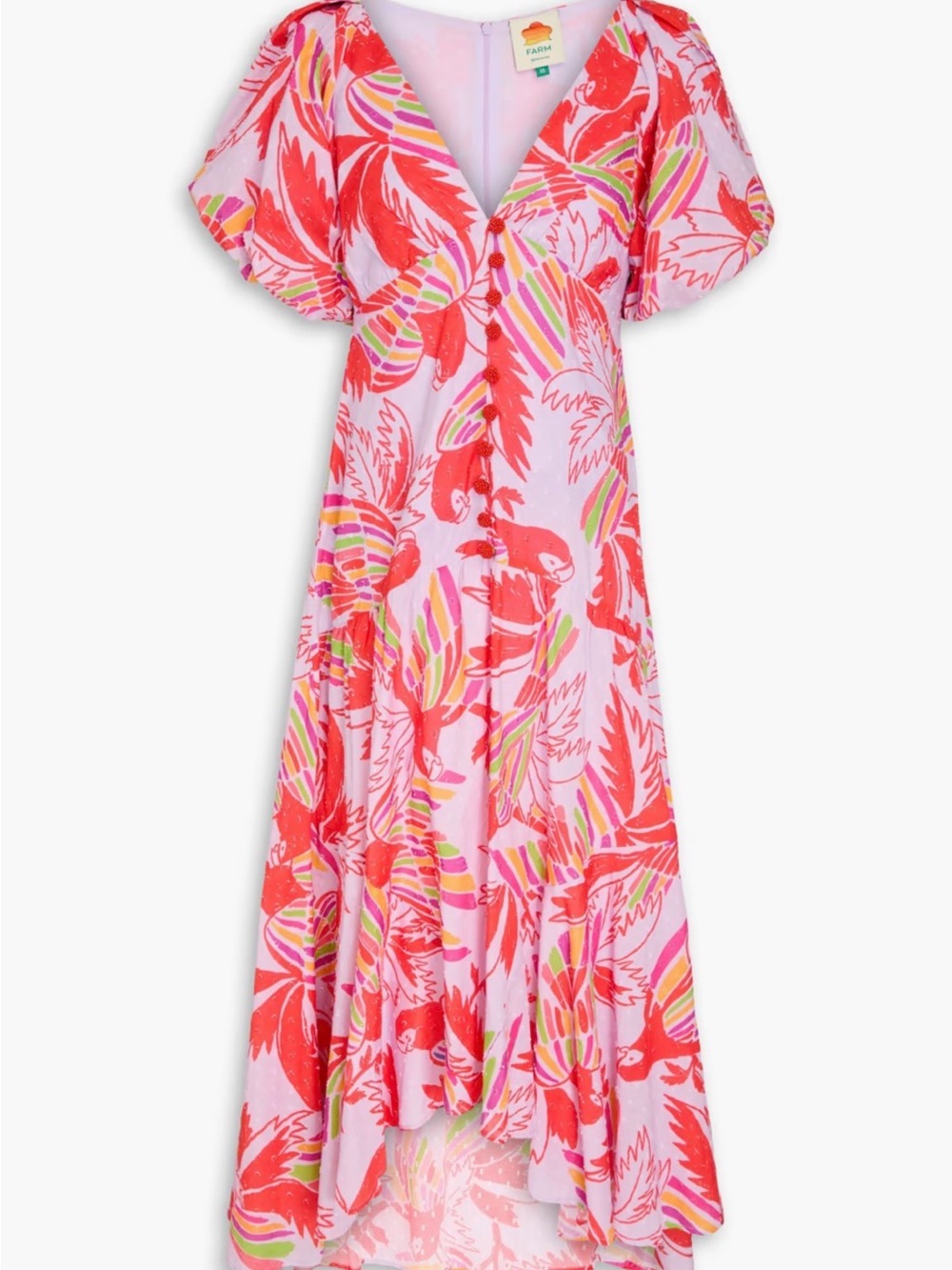 FARM Rio Pink and Coral Tropical Maxi Dress